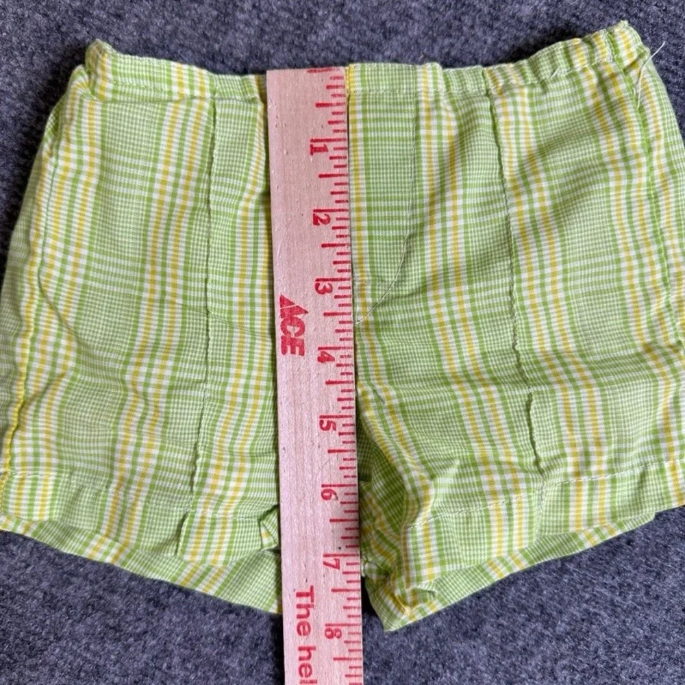 Vintage Green Yellow Plaid Diaper Cover Shorts Waterproof Lined Bloomers Infant